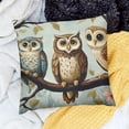thumbnail image 1 of FCXZI Decor Holiday Pillow Case Owls Tree Branch Painting for Home Sofa Couch Linen 100% - Set of 1 Pillow Cover, Invisible Zipper Design, 3 Sizes 24x24in, 1 of 5