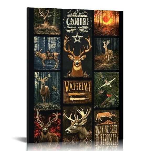 FCXZI Deer Hunting Canvas Wall Decor Ready to Hang Home Art 12x16in