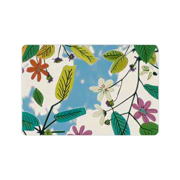 FCXZI Diatom Mud Bath Mat Flowers Leaves Blue Sky Home Theme Quick Drying & Absorbent Rubber Backing Technology Easy to Store Super Water Absorption 24x16in