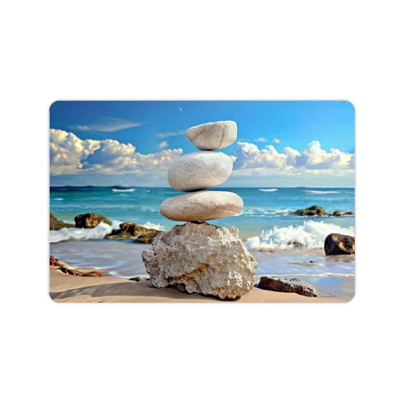 FCXZI Diatom Mud Mats Non-Slip Beach Ocean Rocks Home Theme Absorbent Quick Drying Rubber Backed Rug 24x16in