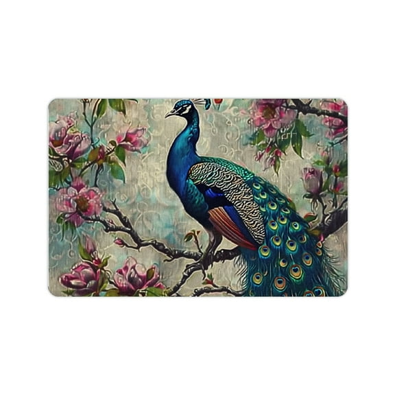 FCXZI Diatom Mud Mats Non-Slip Peacock Flowers Home Decor 24x16in