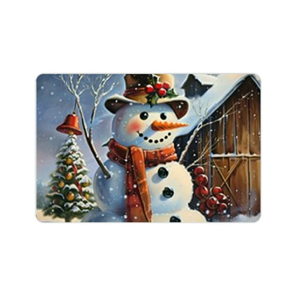 FCXZI Diatom Mud Mats Non-Slip Snowman Christmas Tree Barn Home 24x16in