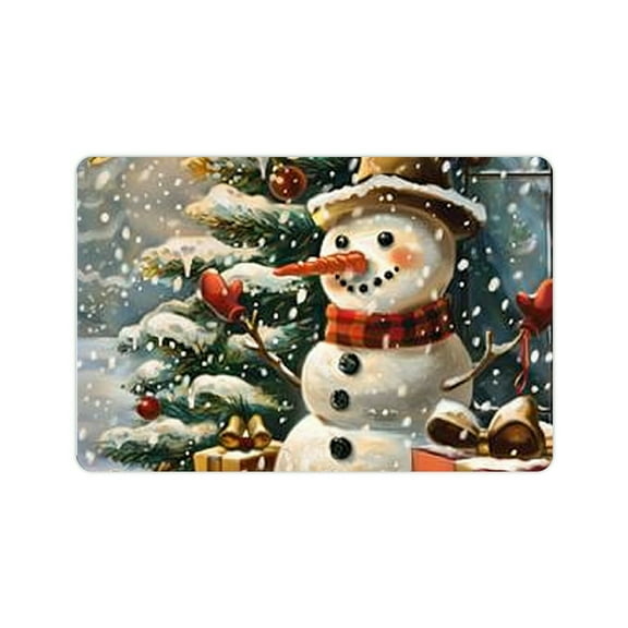 FCXZI Diatom Mud Mats Non-Slip Snowman Christmas Tree Presents 24x16in