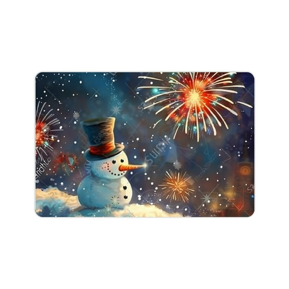 FCXZI Diatom Mud Mats Non-Slip Snowman Fireworks Christmas Home 24x16in