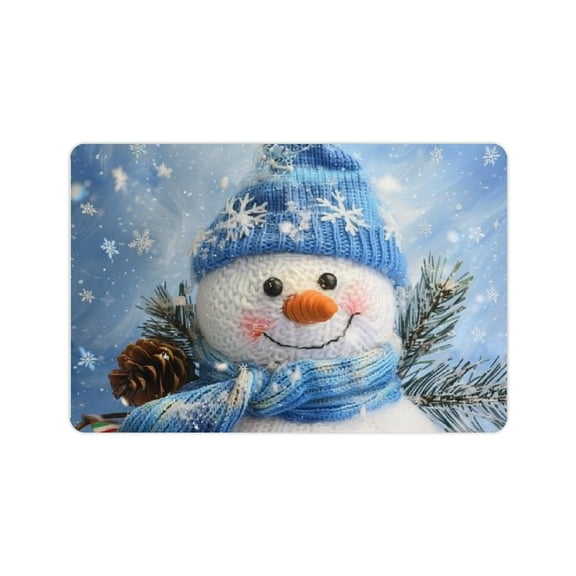 FCXZI Diatom Mud Mats Non-Slip Snowman Pine Tree Home Decor 24x16in