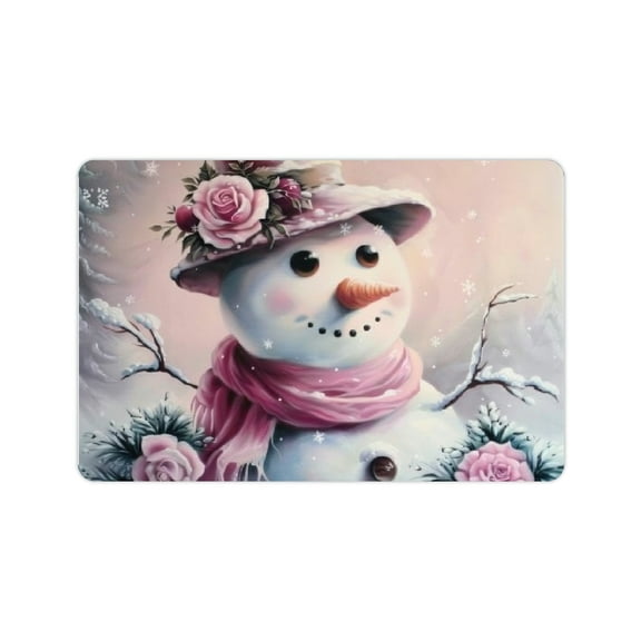 FCXZI Diatom Mud Mats Non-Slip Snowman Rose Airbrush Painting 24x16in