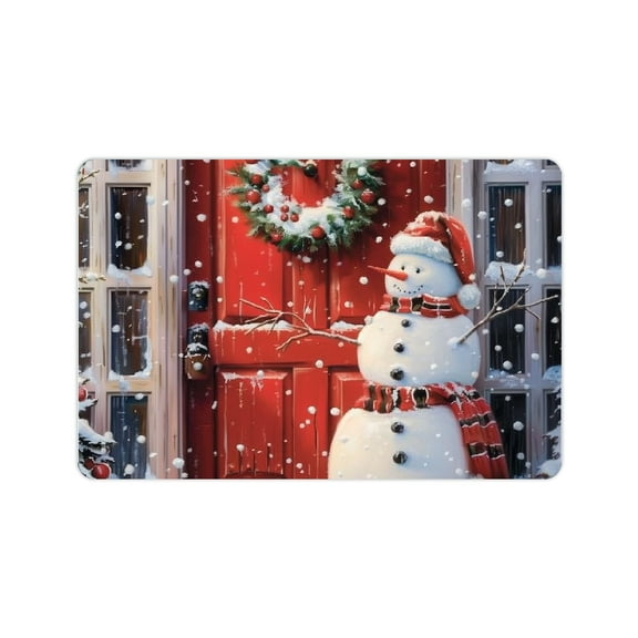 FCXZI Diatom Mud Mats Non-Slip Snowman Wreath Christmas Home Decor 24x16in