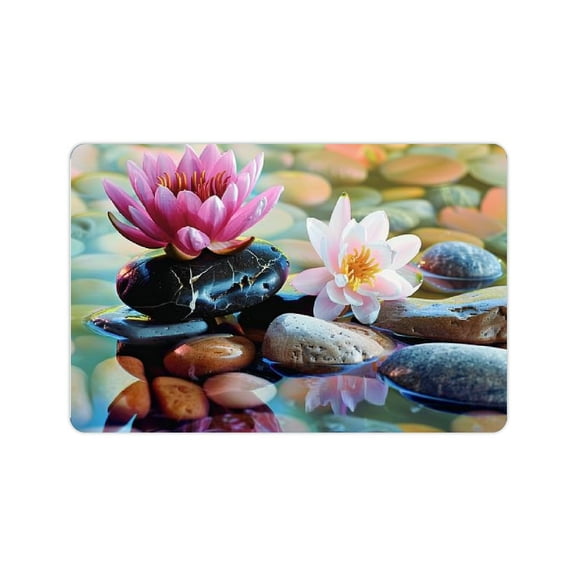 FCXZI Diatom Mud Mats Non-Slip Water Lily Home Bath Rug 24x16in