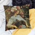 thumbnail image 1 of FCXZI Dog Flowers Holiday Pillow Case 100% Linen Decorative Cover 24x24in, 1 of 5