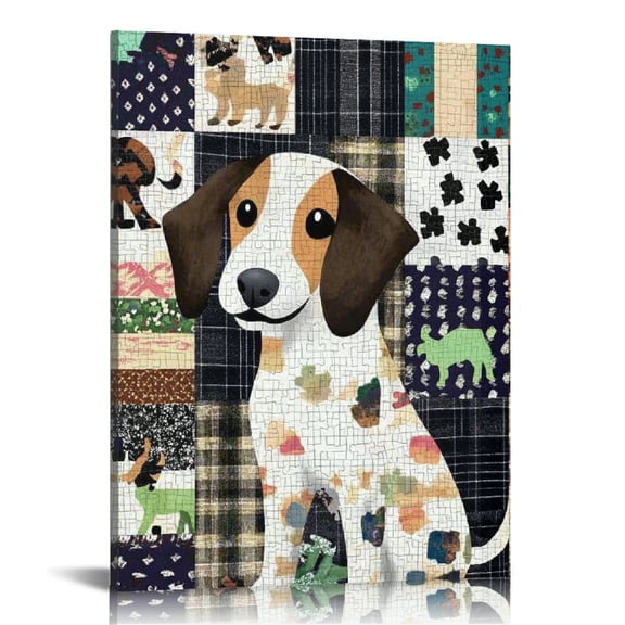 FCXZI Dog Patchwork Jigsaw Canvas Wall Art Home Decor 12x16 16x20in