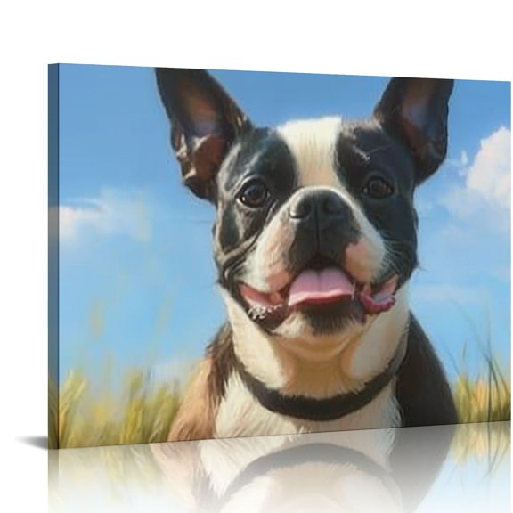 FCXZI Dog Theme Canvas Print Wall Decorations Ready To Hang Room Home Art Decor 16x12in