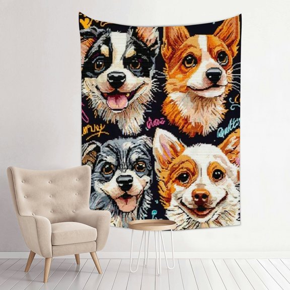 FCXZI Dogs Furry Art Tapestry Wall Hanging for Bedroom Living Room 30*40in