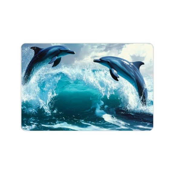 FCXZI Dolphins Ocean Wave Fast Absorption Home Diatom Mud Mat Non-Slip 24x16in