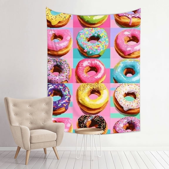 FCXZI Donuts Checkered Pattern Pop Art Tapestry Wall Hanging 30*40in