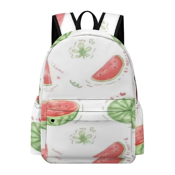 FCXZI Doodle Watermelon Leaf Pattern Printed Oxford Backpack, Large Capacity Laptop Backpack, Water Resistant, Travel Daypack for College Work Commuting Adults,