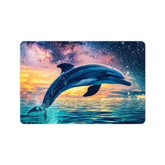 FCXZI Door mat non-slip welcome mat starry sky ocean dolphin doormat entrance floor mat washable front door mat bathroom absorbent floor mat farmhouse entrance mat outdoor indoor 24x16in