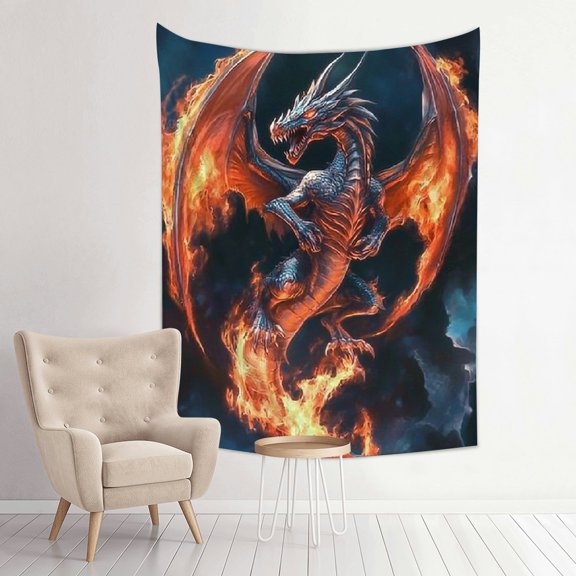 FCXZI Dragon Flame Fantasy Art Tapestry Wall Decor 100% Polyester 30*40in