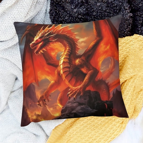 FCXZI Dragon Flame Throw Pillow Cover for Home Sofa Couch 18x18in
