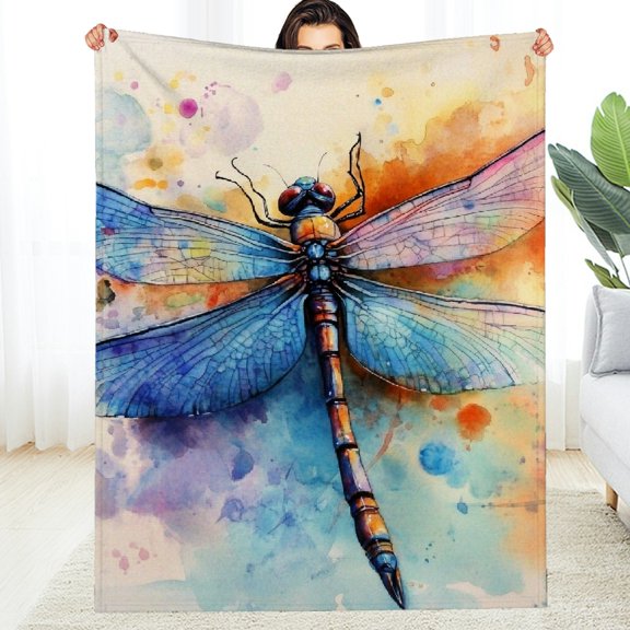 FCXZI Dragonfly Home Leisure Flannel Blanket, All-Season Soft Warmth 40*50in