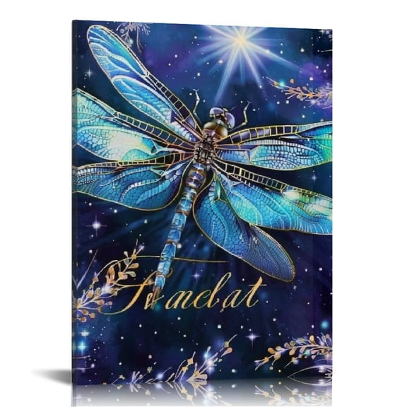 FCXZI Dragonfly Stars Fantasy Art Canvas Wall Art Home Decor 12x16in
