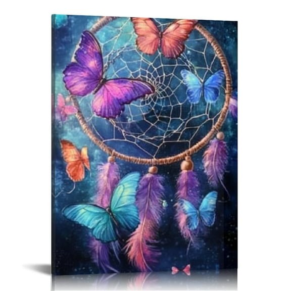 FCXZI Dream Catcher Butterflies Canvas Wall Art Home Decor 12x16 12x16in