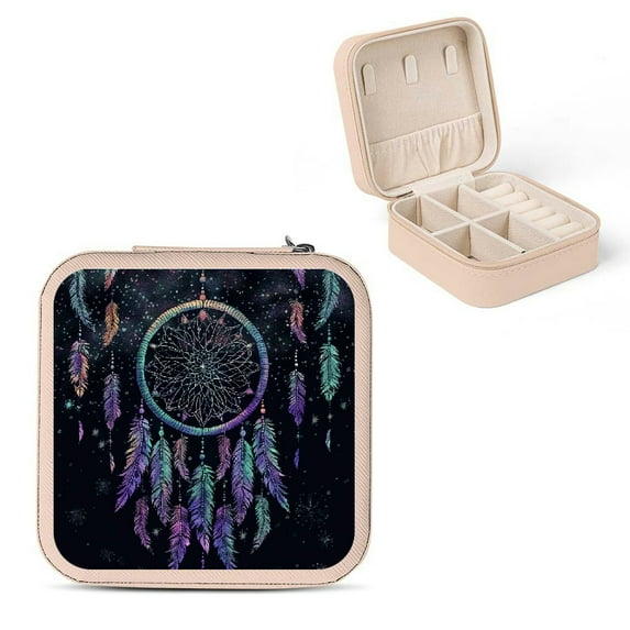 FCXZI Dream Catcher Feather Star Small Jewelry Box for Women Pink