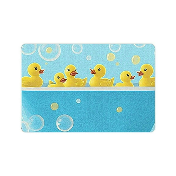 FCXZI Duckies Bathroom Floor Mat, Rubber Abstract Style Bubbles In Bathtub, Luxury Bathroom Decorative Floor Mat with Non-Slip Back, 24x16in