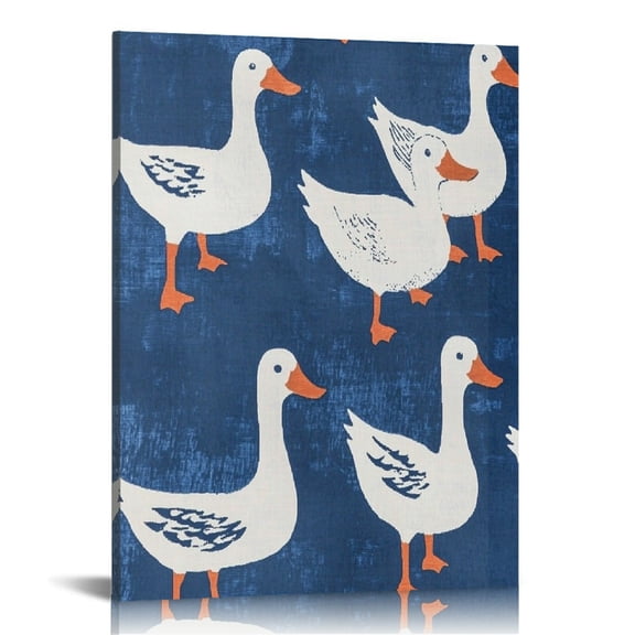 FCXZI Ducks Blue Background Silk Screen Canvas Wall Art Decor 16x20in