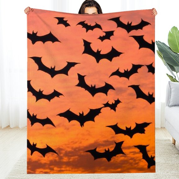 FCXZI Durable Soft Flannel Blanket Bats Sky Sunset Cozy Gift 30*40in