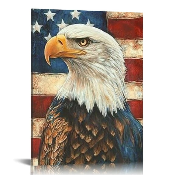 FCXZI Eagle American Flag Americo Makk Canvas Wall Art Decor 16x20in