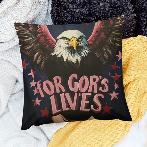 FCXZI Eagle Hearts Girl Home Decor Throw Pillows Cover for Sofa Couch, 100% Linen Decorative Holiday Pillow Case 18x18in