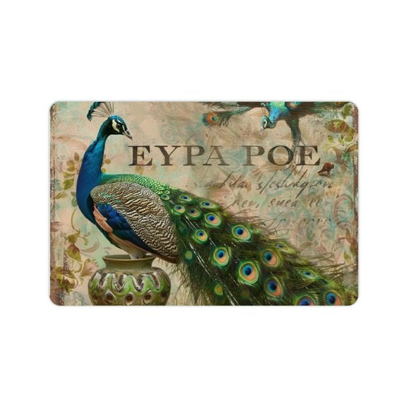 FCXZI Eco-Friendly and Easy to Clean Peacock Feathers Home Bath Mat Rug Diatom Mud Material Quick Drying Rubber Backing 24x16in