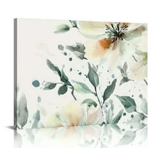FCXZI Elegant Flowers Wall Art Abstract Floral Pictures Wall Decor Modern Green Botanical Canvas Painting Flower Blossom Canvas Print Artwork for Living Room Bedroom Office Home