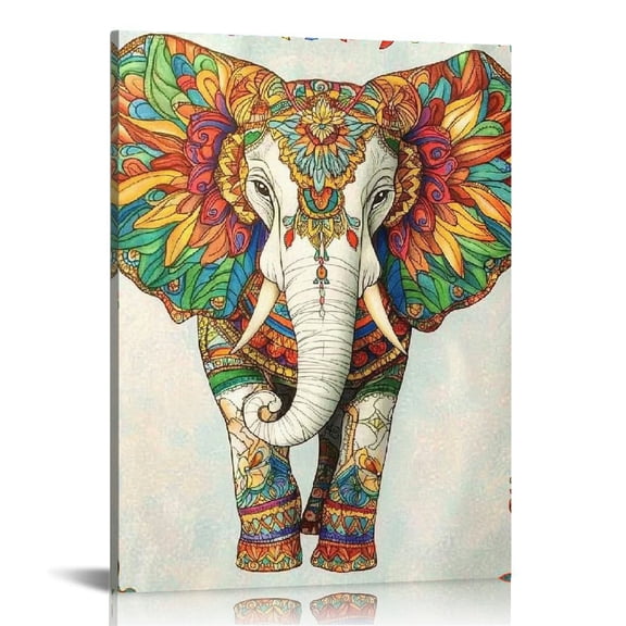 FCXZI Elephant Patterns Canvas Wall Art Home Decor for Living Room 12x16in