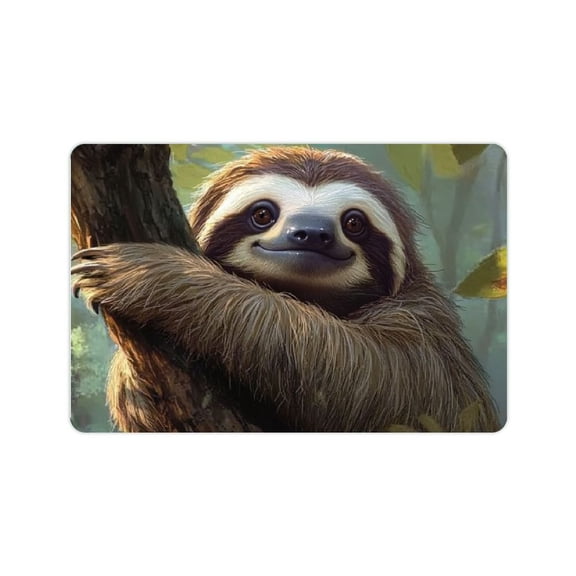 FCXZI Entrance front door mat Low profile floor mat Outdoor indoor sloth Animal door mat Non-slip Washable Welcome mat Bath mat Absorbent entrance mat 24x16in