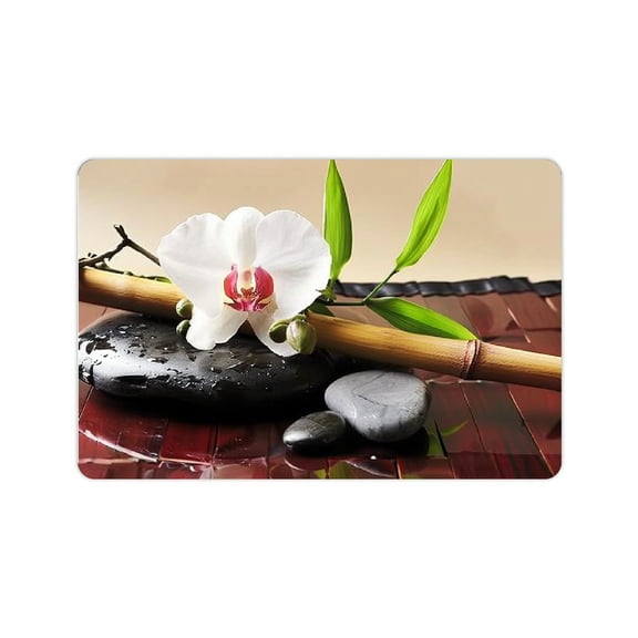 FCXZI Environmentally Friendly Bamboo Rocks Bath Mat for Home 24x16in