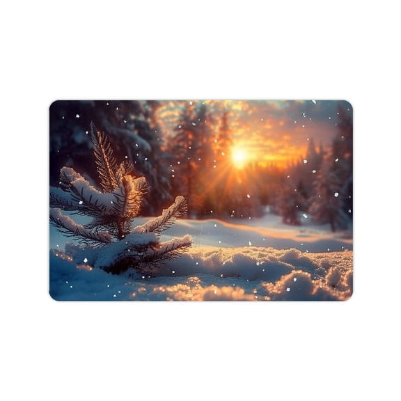 FCXZI Environmentally Friendly Snow Pine Trees Sunset Home Rug 24x16in