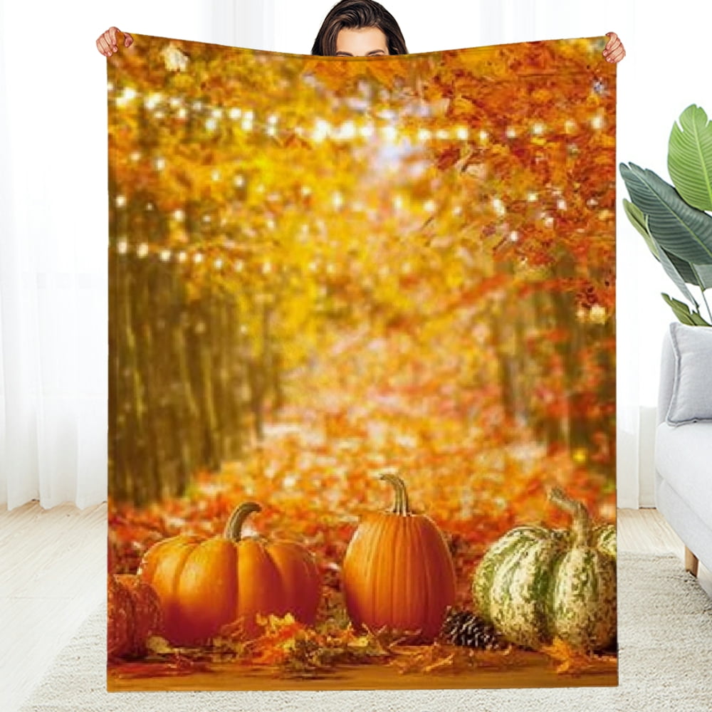 FCXZI Fall Scene Pumpkins Autumn Flannel Blanket, Cozy Multi-Purpose 30 ...