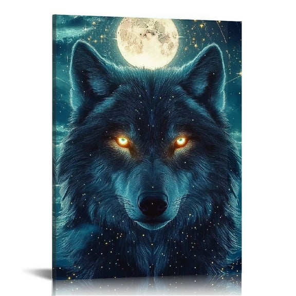 FCXZI Fantasy Wolf Decor Wall Art Wolf Wall Decor Wolf  Wolf Pictures for Wall Wolf Canvas Print Painting  Artwork for Bathroom Bedroom Living Room Canvas painting 12x16in
