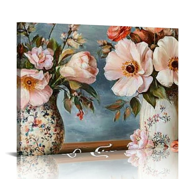 FCXZI Farmhouse Bathroom Wall Art Flower Butterfly Floral Pictures Wall Decor Inspirational Quotes Mason Jar Canvas Painting Print Artwork Modern Home Decor for Living room Bedroom Bathroom 16x12in