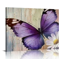 FCXZI Farmhouse Butterfly Wall Art Purple Bathroom Wall Decor Butterfly Lily Flower Pictures Canvas Prints Modern Just Breathe Painting Artwork for Bedroom Living Room Kitchen Dining room 16x12in