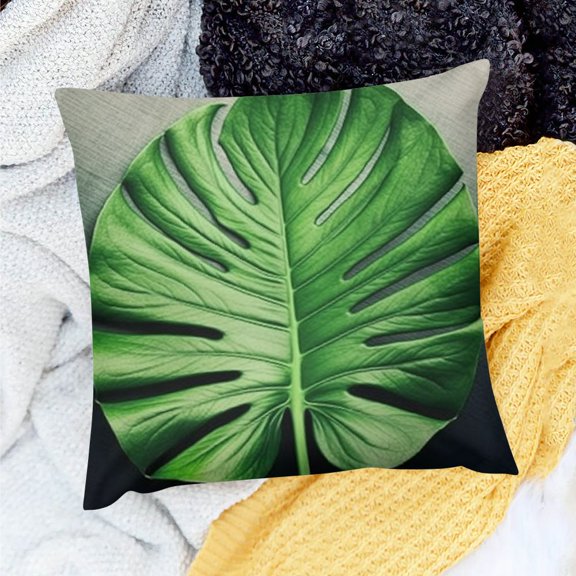 FCXZI Farmhouse Decor Leaf 100% Linen Pillow Covers for Home Sofa Couch Decoration 18x18in