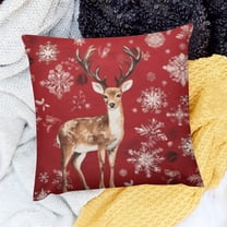 FCXZI Farmhouse Decor White Deer Snowflakes Throw Pillow Cover 18x18in