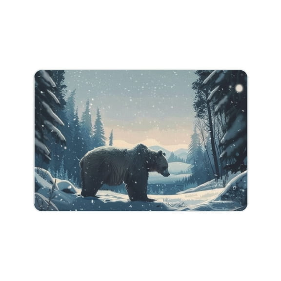FCXZI Fast Absorption Bear Snow Forest Home Bath Rug Mat 24x16in