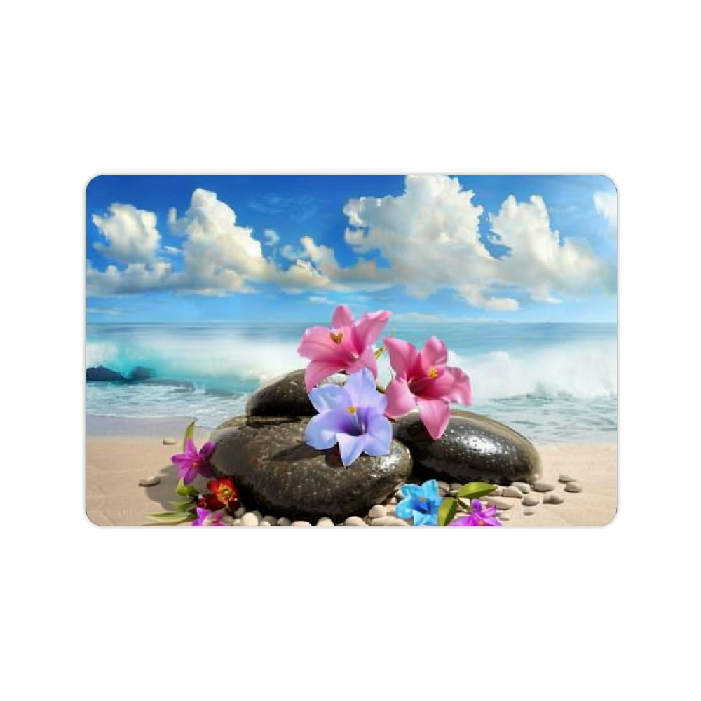 FCXZI Fast Absorption Flowers Home Diatom Mud Bath Mat - Quick Drying ...