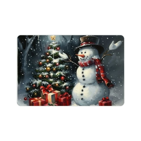 FCXZI Fast Absorption Snowman Christmas Tree Presents Christmas Home Diatom Mud Bath Mat 24x16in