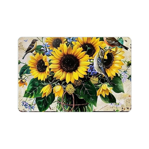 FCXZI Fast Absorption Sunflowers Birds Home Bath Mat Diatom Mud 24x16in