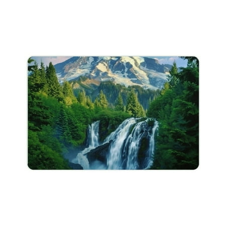 FCXZI Fast Absorption Waterfall Mountain Trees Home Diatom Mud Bath Rug Mat with Rubber Backing Technology 24x16in