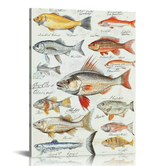 FCXZI Fish Canvas Wall Art Print for Home Decor Living Room Office 12x16in