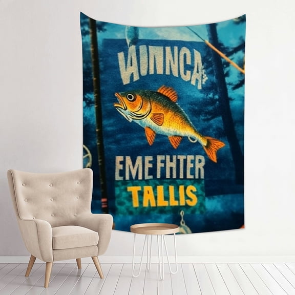 FCXZI Fish Fishing Print Tapestry Wall Hanging Home Decor 4 Sizes 30*40in